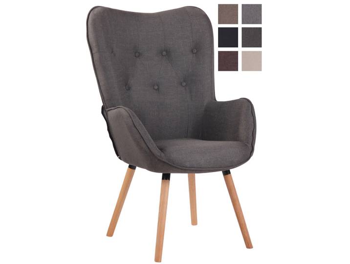 CLP Lounger Ashford Stoff mit Eichenholzgestell dunkelgrau natur