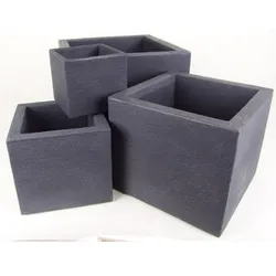 BURI 4er Set Pflanzkübel `Kubus` Übertöpfe Blumentopf 50cm Kunststoff 50