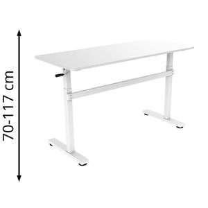 LogiLink Schreibtisch EO0027, weiß / weiß, höhenverstellbar durch Kurbel, 140 x 70-117 x 60 cm