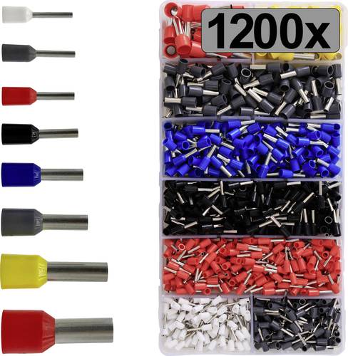 TRU COMPONENTS TC-13377260 Aderendhülsen-Sortiment Teilisoliert Mehrfarbig 1200St.