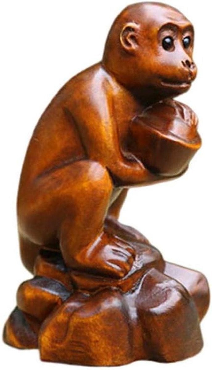 Handgesneden Houten Dierenriem Beeldje van Buxushout voor Feng Shui Decoratie