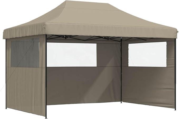 Robustes Gartenzelt mit Stahlgestell in Taupe, faltbares Pop-up Partyzelt für Veranstaltungen aus Oxford-Stoff und großes Popup-Zelt für Familienfeiern im Außenbereich,