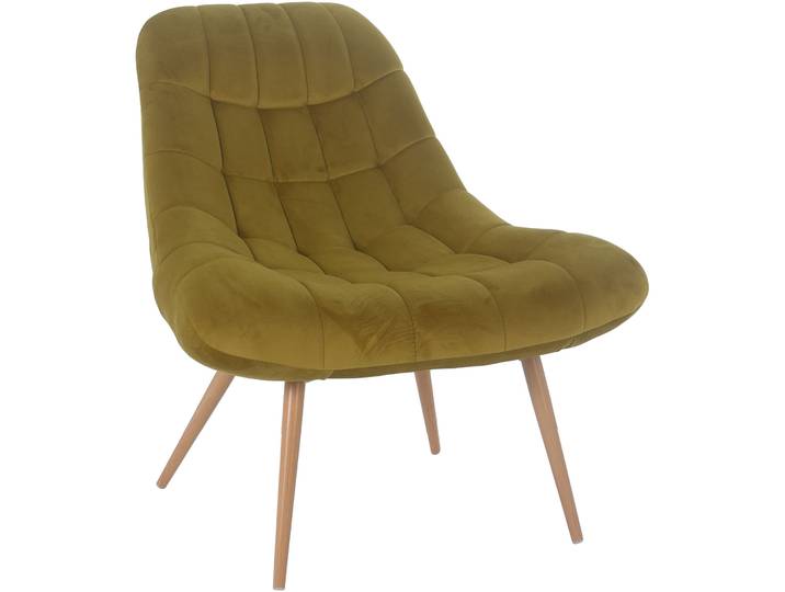 Sessel Bruce Gelb, Beige Samt, Metall B 76 cm T 85.6 cm H 85.6 cm