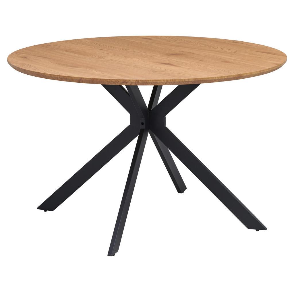 P & B Esstisch , Eichefarben , Metall, Holzwerkstoff , rund , Flachrohr , 120x76x120 cm , Esszimmer, Esstische, Esstische