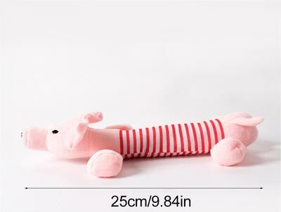 JoyToys Stuffingless Plush Dog Toy Squeaky Crinkle Enhanced Chew Toy For Large Breeds Simulated Animal Design pink