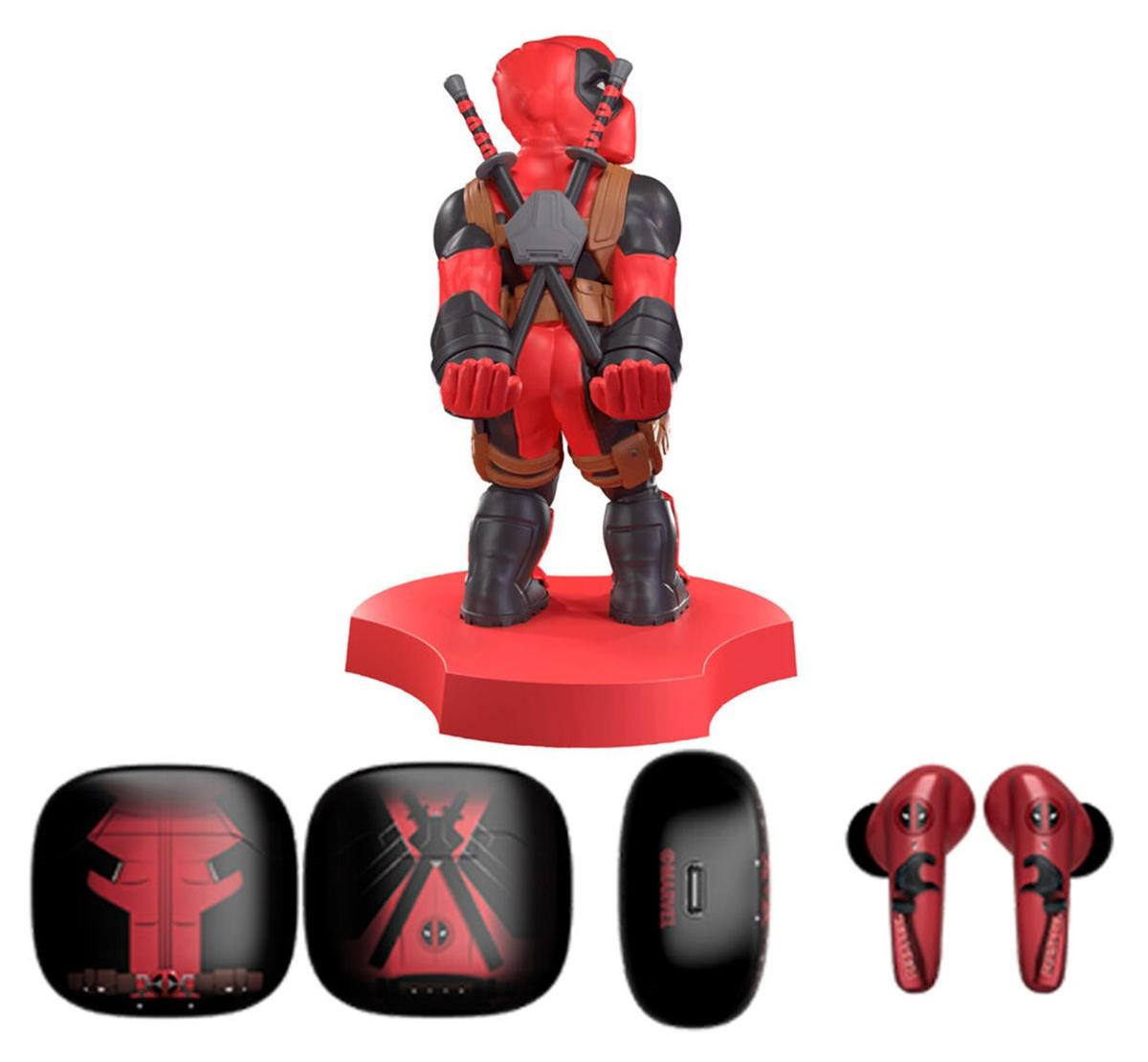 Marvel Holdems Mini-halter en draadloze koptelefoon Deadpool met TWS Buds Pro, 10 cm
