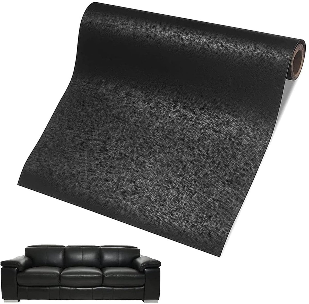 SnelShoppen Leren Reparatie Patch Kit PU Faux Leer voor Banken, Autostoelen en Kantoorstoelen - Zwart - 60 x 137 cm