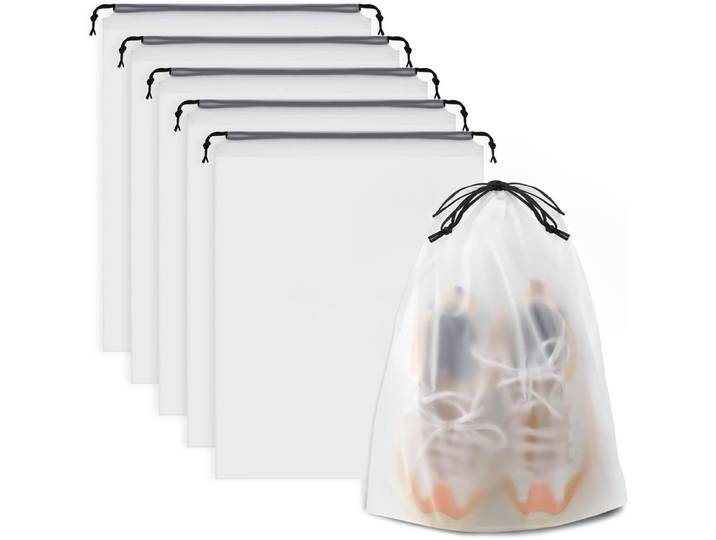 Travelhawk Schoenzakken - 5 Stuks - 30x40cm - Schoenopbergzakken voor op reis - Transparant