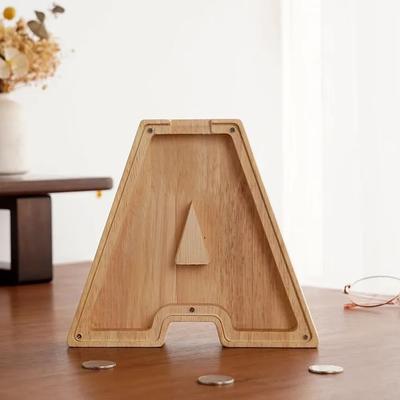 Inspired Finds Wooden Alphabet Piggy Bank A To Z Transparent Acrylic Money Box Children Toy Storage Decor a