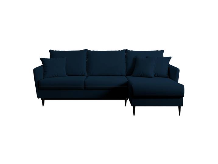 Ecksofa mit Schlaffunktion Volio, samtblau, wasserabweisend,