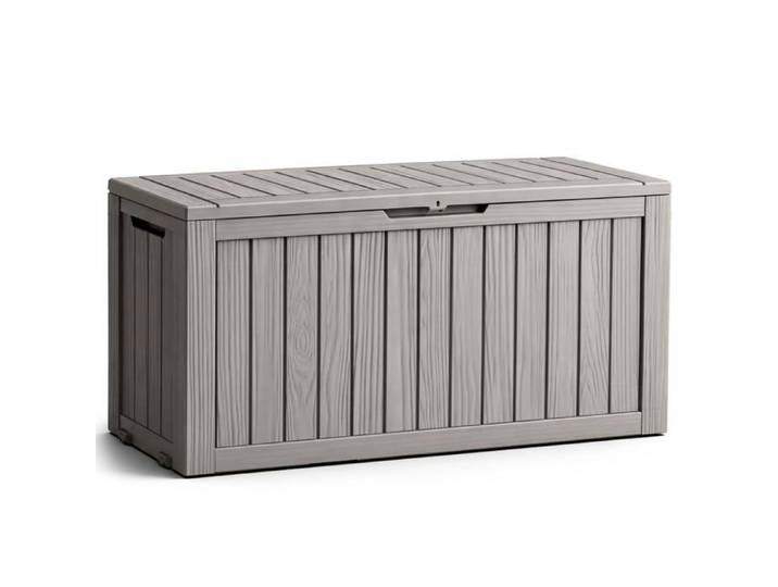 Coffre de jardin imperméable 272L boîte de rangement extérieur balcon terrasse plastique polypropylène gris