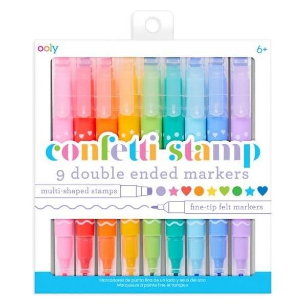 Ooly Doppelseitige Filzstifte mit Confetti Stamp-Stempeln (491489)