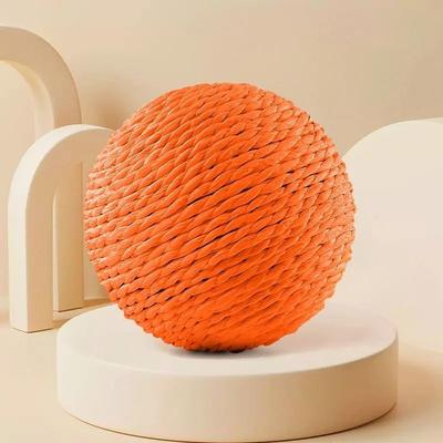 Inspired Finds Interactive Sisal Scratching Ball Cat Toy With Bell, Teething Relief & Self Play Fun orange