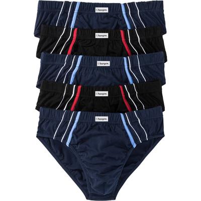 Maxislip BONPRIX, Herren, Gr. 12, 5 Stk., blau (dunkelblau, schwarz), Obermaterial: 100% Baumwolle, Unterhosen, klassisch geschnittene Passform, sportive Optik, aus Baumwolle