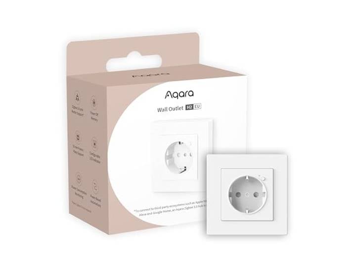 Aqara Prise Murale H2 EU\, HUB Zigbee 3.0 requis\, 16A\, Programmation Surveillance de l'énergie\,Mode Minuterie\, Commande Vocale\, Compatible avec HomeKit\, Alexa\, Google Home\, IFTTT