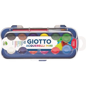 GIOTTO-Fila Farbkasten F352300, Acquerelli Mini, Deckfarbkasten, mit Pinsel, 12 Farben
