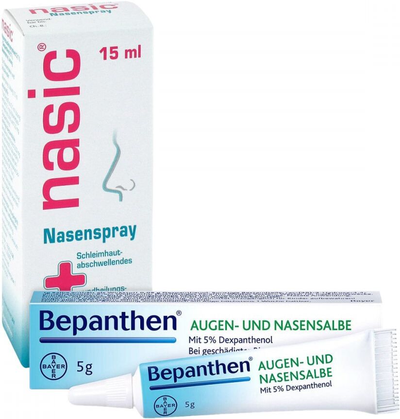 Nasic Nasenspray und Bepanthen Augen- und Nasensalbe