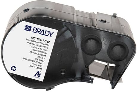 Brady M5-125-1-342 fita de tubo termorretrátil preto sobre branco 6,00 mm x 25,78 mm