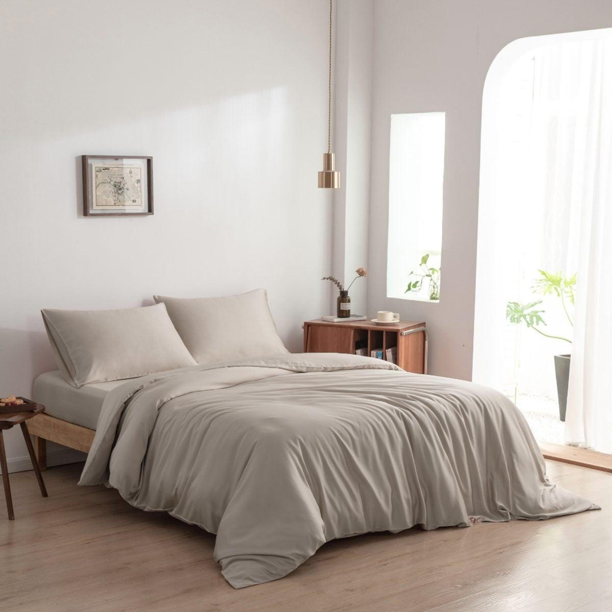 Boomba Bamboo Bamboe dekbedovertrek - Taupe - 140 x 220 cm