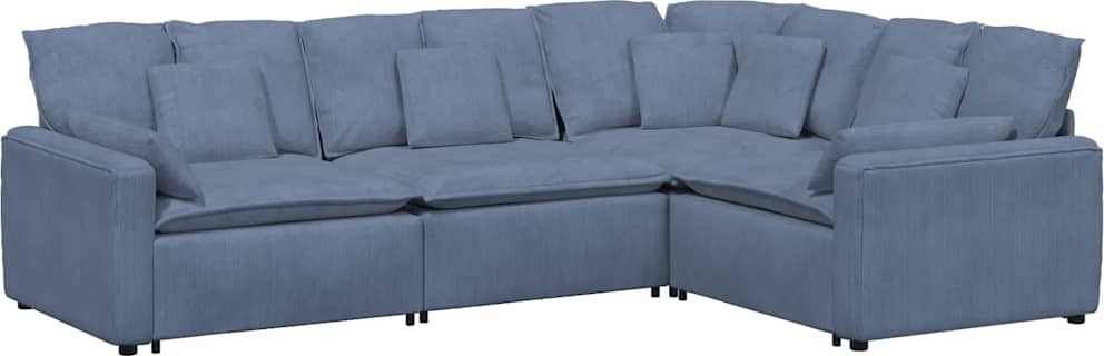 Modulares Sofa mit Kissen Cordstoff Blau
