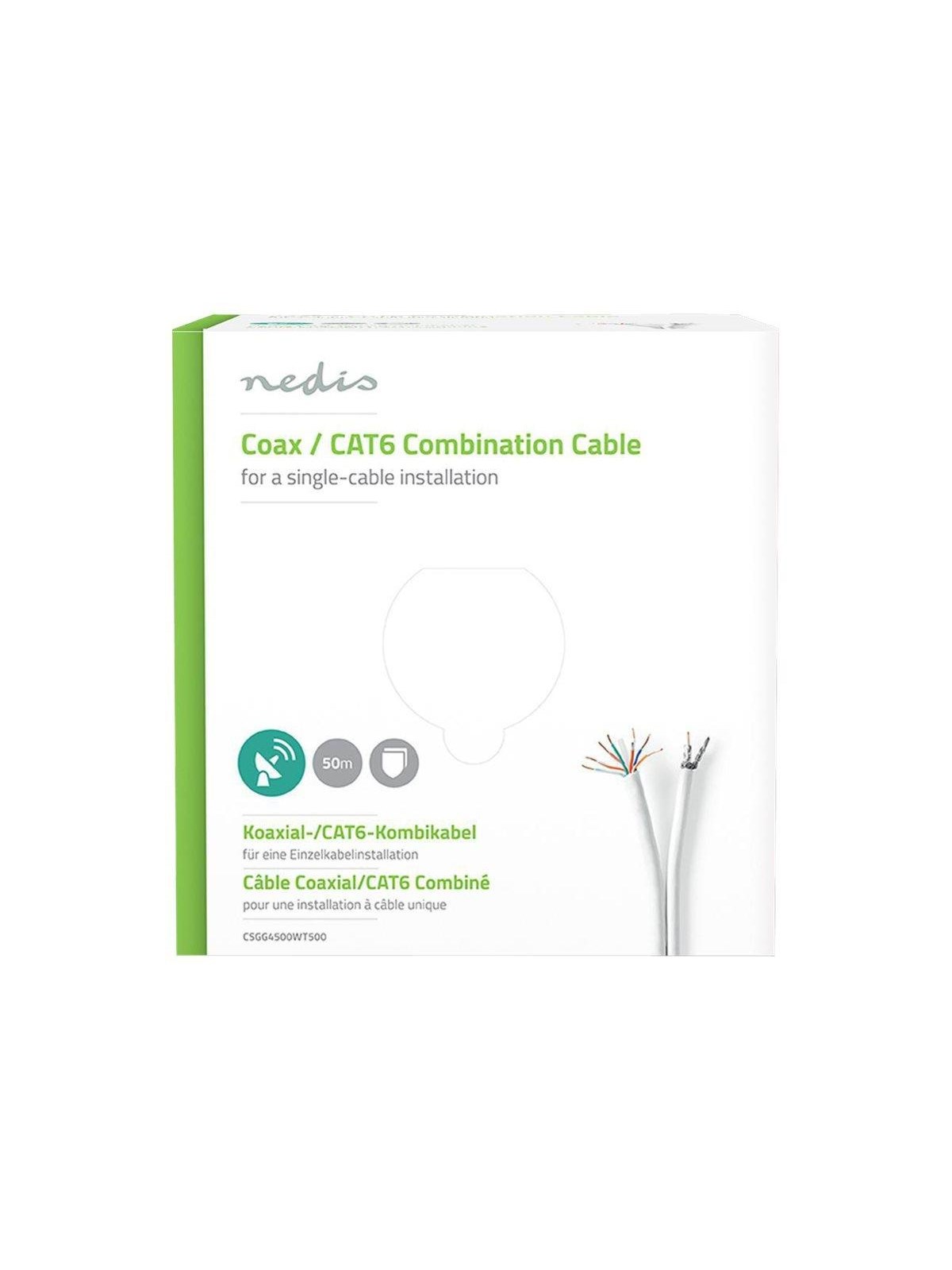 Nedis Coax / CAT6 Combination Cable - bulk aerial/network cable - 50 m