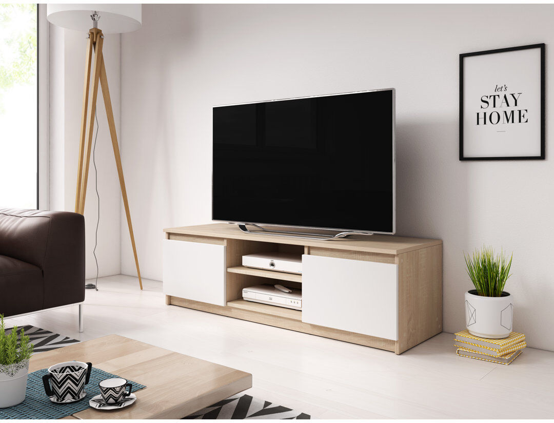 Ebern Designs Lamarca TV Stand for TVs up to 50" White/Oak 50"
