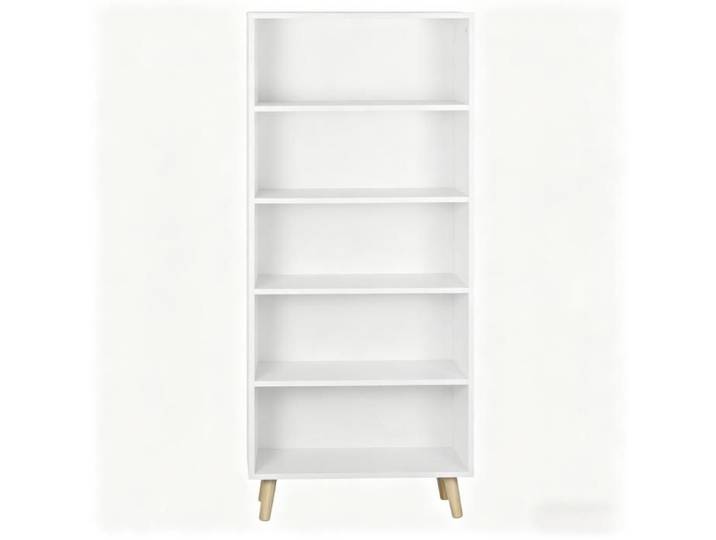 Bibliothèque blanche autoportante – 5 compartiments ouverts – 60 x 24 x 144 cm