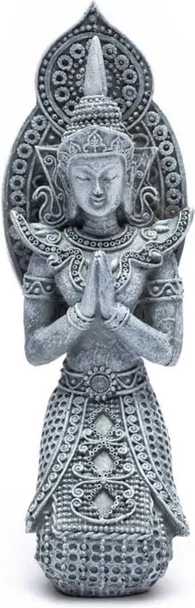 Yogi & Yogini Boeddha In Gebed - Grijs - Decoratie voor op tafel