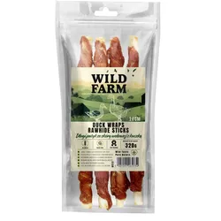 WILD FARM Langer Rinderhautstab mit Ente 28cm 320g Hundeleckerli