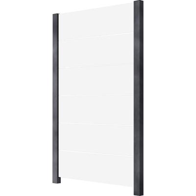 Zaun STAKET PRO, grau, Pfosten: 2 Stk., Aluminium, Glas, Zaunelemente, Glaszaun, Gesamtlänge: 1,14 m, 2 Pfosten