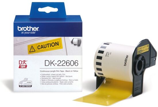 Brother Endeløs Tape, Plast 62x15,24m, Sort/gul