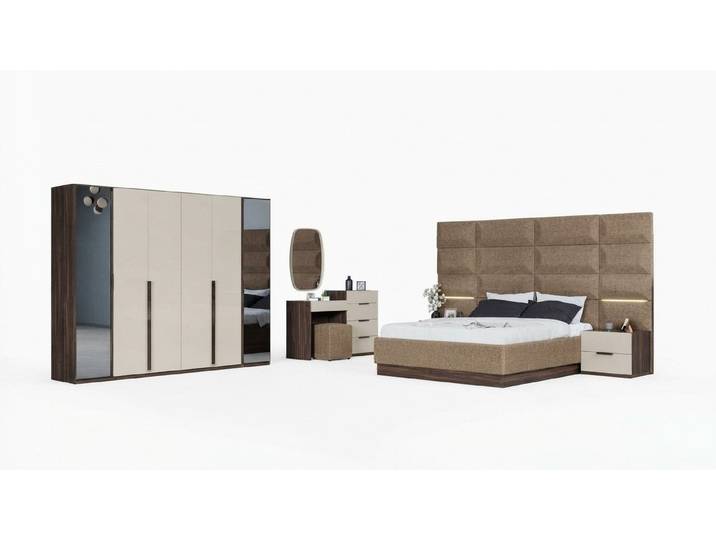 Xlmoebel Komplettschlafzimmer Luxuriöse Holz Möbel: Bett, Nachttisch, Kleiderschrank, Kommode, (Komplettschlafzimmer, 5-tlg., Komplettschlafzimmer), Made in Europa