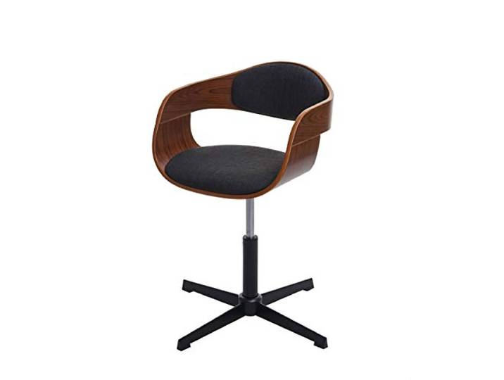 Mendler Esszimmerstuhl HWC-H46 - Walnuss-Optik, Stoff dunkelgrau Küchenstuhl, höhenverstellbar Drehmechanismus, Bugholz, FSC®