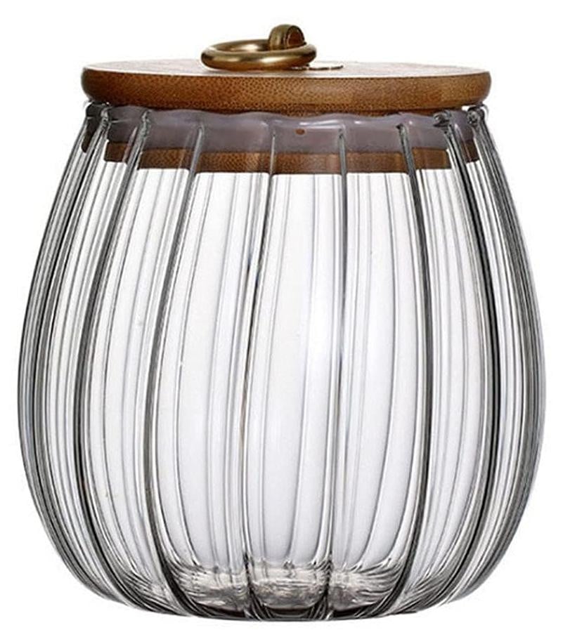 Dripio Glazen voorraadpot met houten deksel, pompoenvorm, 750 ml