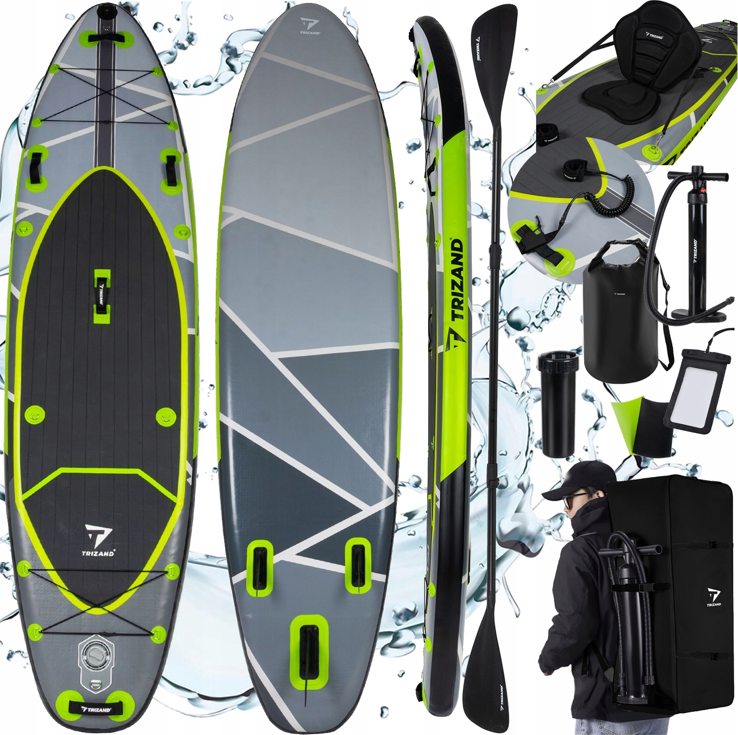 SUP-Board 350 cm mit Paddel, Sitz und 3 Finnen für bessere Stabilität und Kontrolle