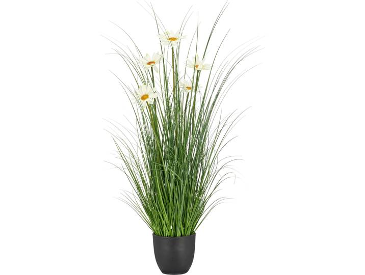 Kunstgras CREATIV GREEN Gras mit Margeriten , grün, H:91cm, Obermaterial: 95% Kunststoff, 5% Polyester, Kunstpflanzen, Kunstgras, mit naturgetreuen Halmen