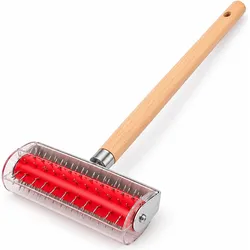 Relaxdays, Farbroller, Stachelwalze Tapetenigel mit Holzgriff (15 cm)