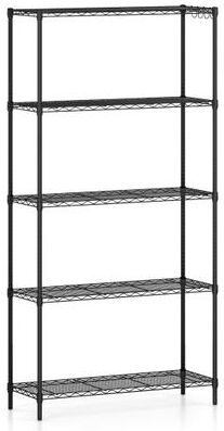 Costway 5-Tier Metal Storage Shelving Unit with V-Shaped Wire Rack and 1250 LBS Capacity-Black