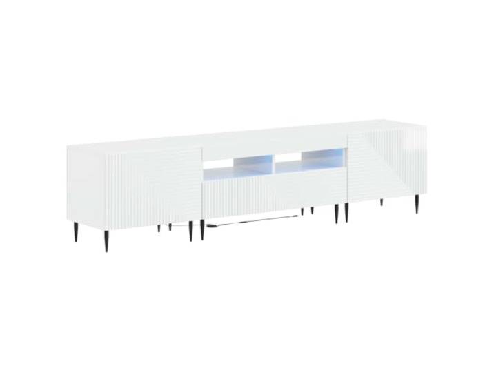 vidaXL 3-teiliges LED TV Regal Hochglanz Weiß Holzwerkstoff Schlanke Linien und minimalistische Details, Mehrere Fächer für ordentlichen Platz, Flexible LED-Streifenlichter inklusive