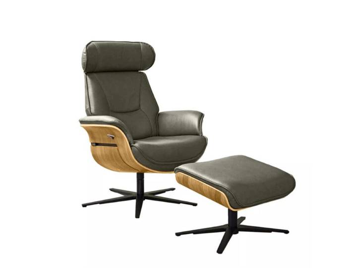 Musterring MR 276 Relaxsessel Leder oder Microfaser mit Relaxfunktionen - Echtleder Torro olive - Eiche hell - inkl. Hocker Wohnzimmer, Sitzkomfort, gemütlich, Drehfunktion, Memory-Funktion, stufenlos, entspannt zurücklehnen, vollständig bezogen Drehfunktion, manuelle Rückenteilverstellung, Memoryfunktion, manuelle Kopfteilverstellung Modern, Zeitlos