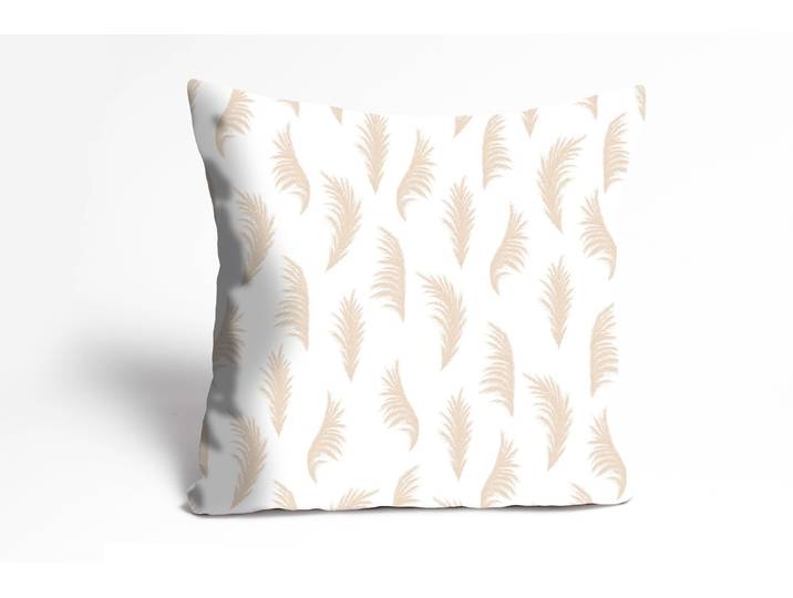 Dekokissen GOODPRODUCT Pampasgras - Kissenhülle - Kissenbezug , braun (weiß, braun, bedruckt), B:40cm L:40cm, Polyester, Dekokissen_Sitzkissen_Kissenhüllen, Dekokissen, 40x40cm - mit Reissverschluss