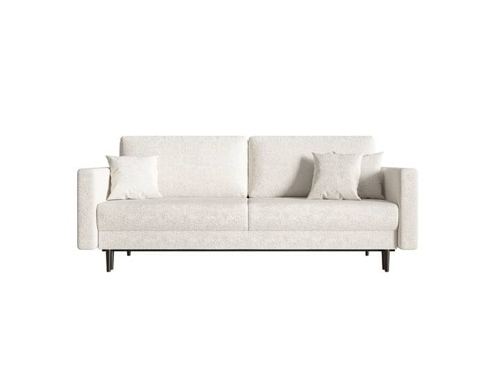 Dreisitziges ausklappbares Sofa Valico, cremefarbenes Bouclé,