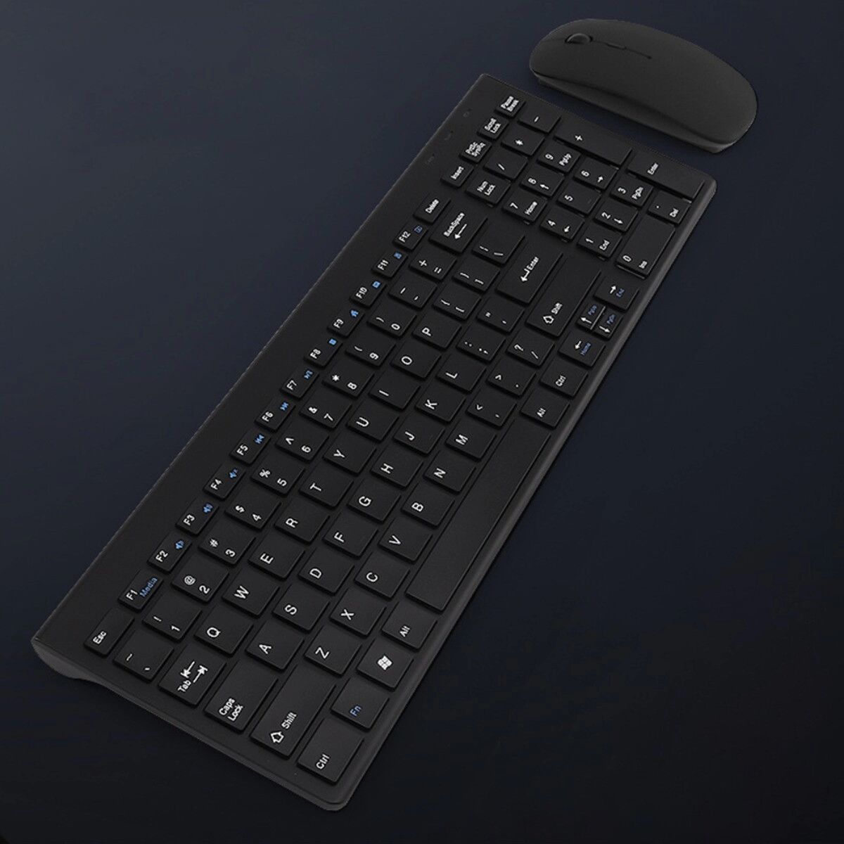 INF Kabelloses Tastatur- und Maus-Set mit Batteriebetrieb – 2.4GHz, Scissor-Switch leise Tasten, schlank und tragbar, Schwarz