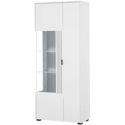 VITRINE weiß matt, Vitrinenschrank 75 x 180 cm mit Soft-Close-Funktion