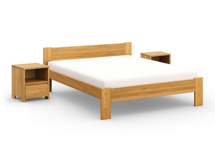 Naturwohnen Massivholzbett 160x200cm + 2 Nachttische Eiche Arbor Schubladen mit Softclose mit bioola® nature veredelt