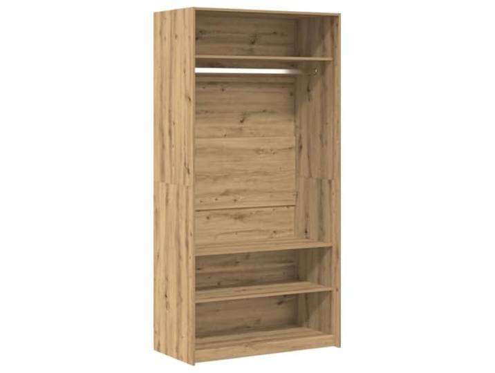 HNSMFPRE Kleiderschrank, Eiche, 100 x 50 x 200 cm, Holz Kleiderstange, Regal, Wandbefestigung im Lieferumfang enthalten, Holz, Kleideraufbewahrung