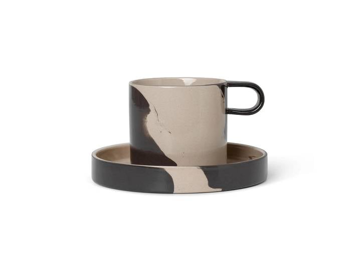 Ferm Living Tasse avec soucoupe Inlay Sand-brown