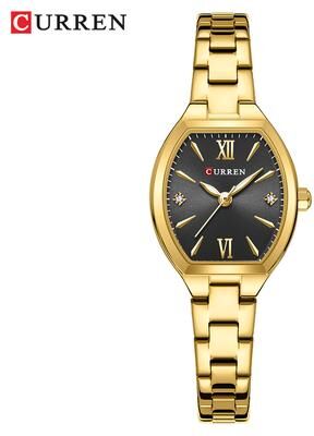 Youfap Market Women's Elastic Band Retro Quartz Watch, Fashionable Barrel Shaped Elegant Design golden Black