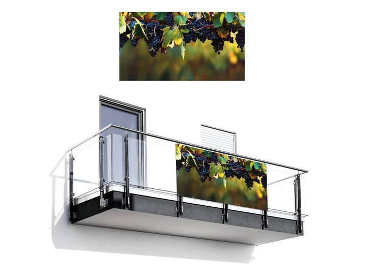 MuchoWow Balkon-Sichtschutz Trauben - Wein - Natur - Grün, Weinrot, Kunststoff, Rechteckig, 200x110 cm, Sonnenschutz, Sichtschutz