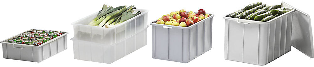 kaiserkraft Stapelbehälter aus Polypropylen, Volumen 20 l, Außenmaße LxBxH 400 x 300 x 232 mm, grau